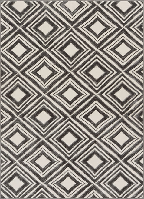 Lovely Squares Grey Modern Geometric Rug
