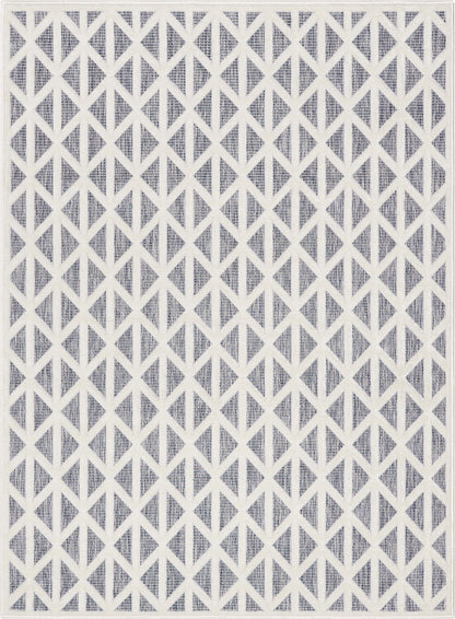 Ciel Modern Geometric Indoor/Outdoor Blue High-Low Rug