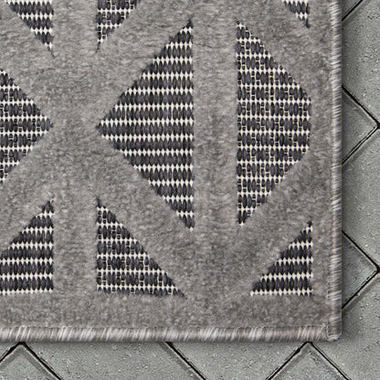 Ciel Modern Geometric Indoor/Outdoor Grey High-Low Rug