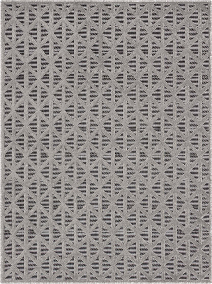 Ciel Modern Geometric Indoor/Outdoor Grey High-Low Rug