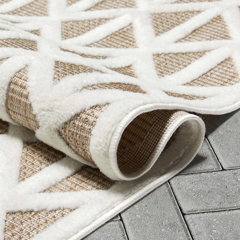 Ciel Modern Geometric Indoor/Outdoor Brown High-Low Rug
