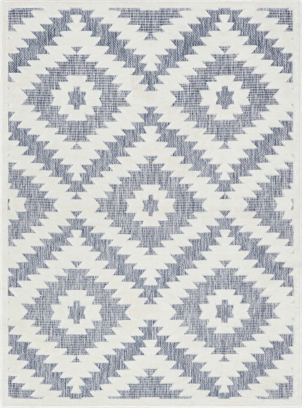 Keiko Tribal Moroccan Indoor/Outdoor Blue High-Low Rug
