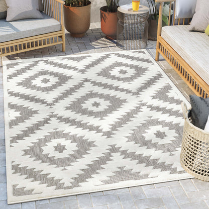 Keiko Tribal Moroccan Indoor/Outdoor Grey High-Low Rug