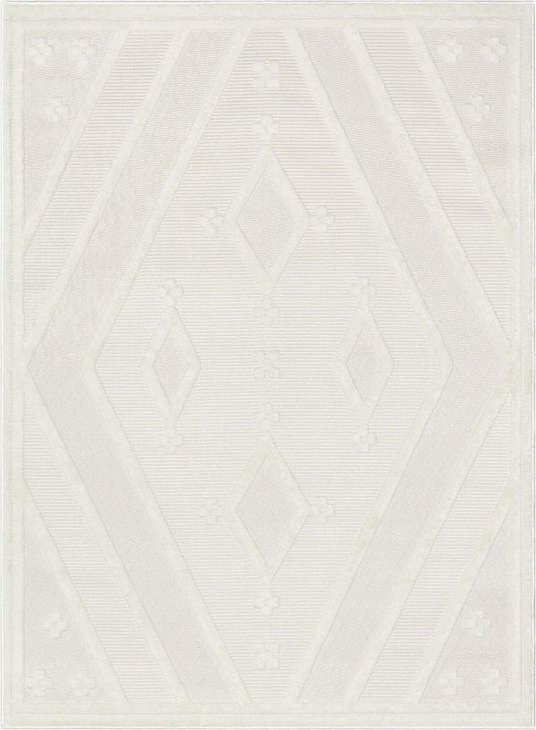 Mali Tribal Diamond Pattern Indoor/Outdoor Ivory High-Low Rug
