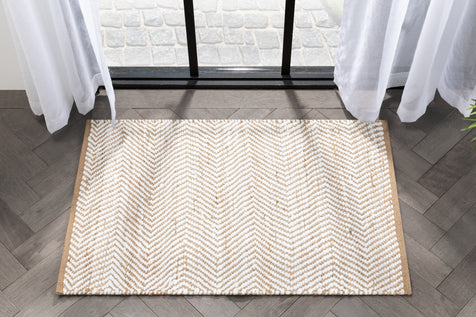 Willow Jute Chevron Natural Hand-Woven Chunky-Textured Rug