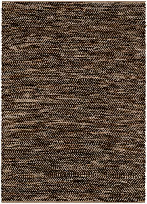 Willow Jute Chevron Natural Black Hand-Woven Chunky-Textured Rug