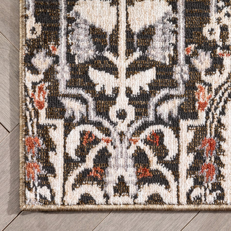 Ahote Vintage Floral Damask Pattern Grey Textured Rug