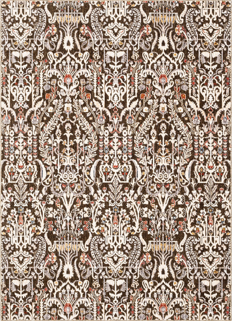 Ahote Vintage Floral Damask Pattern Brown Textured Rug