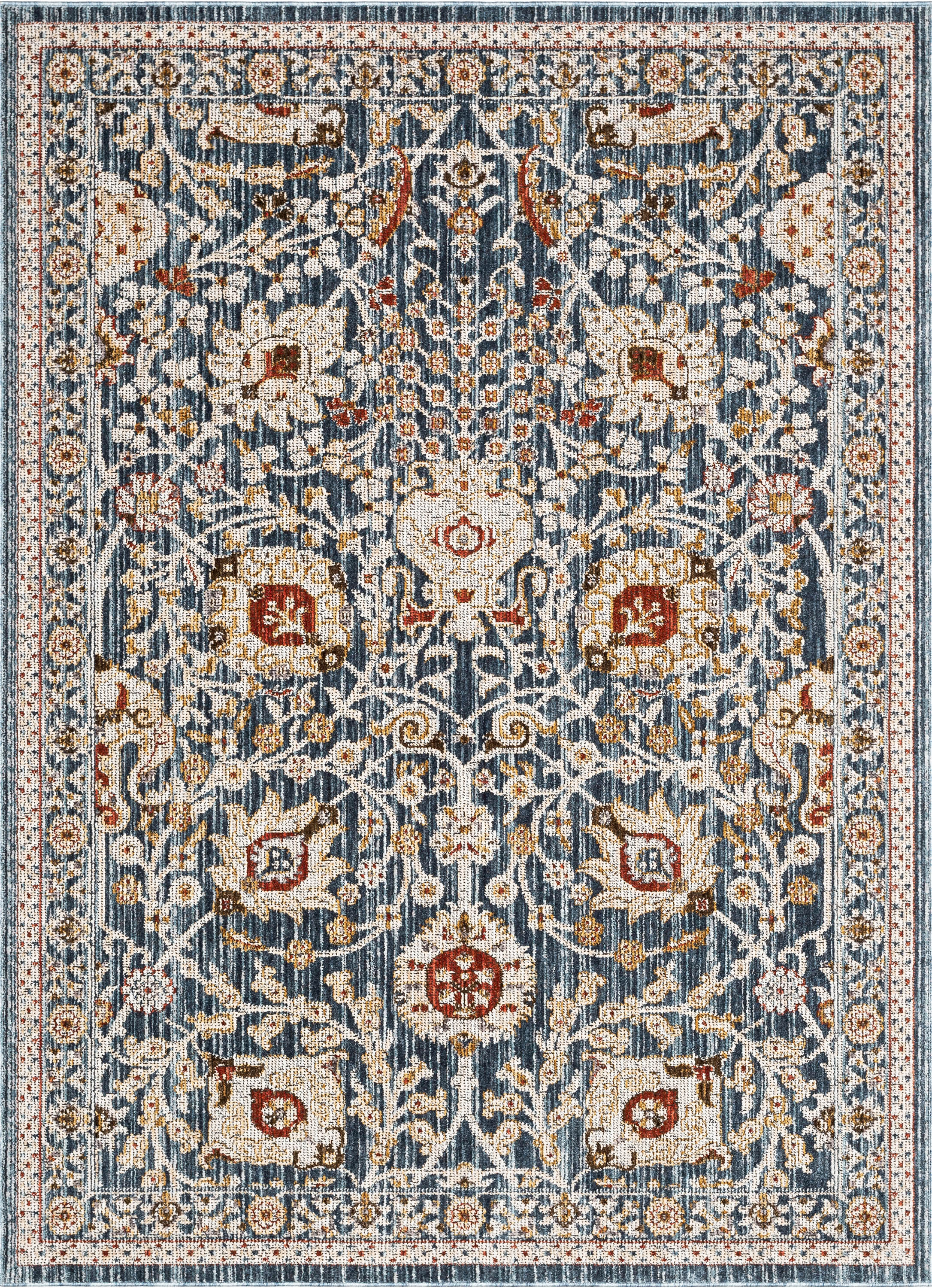 Creo Vintage Floral Oriental Persian Light Blue Textured Rug