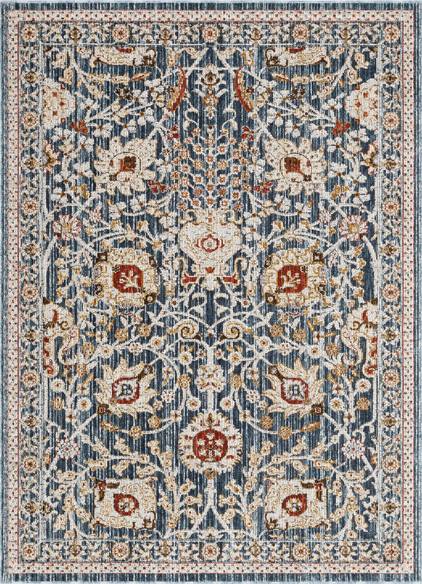 Creo Vintage Floral Oriental Persian Light Blue Textured Rug