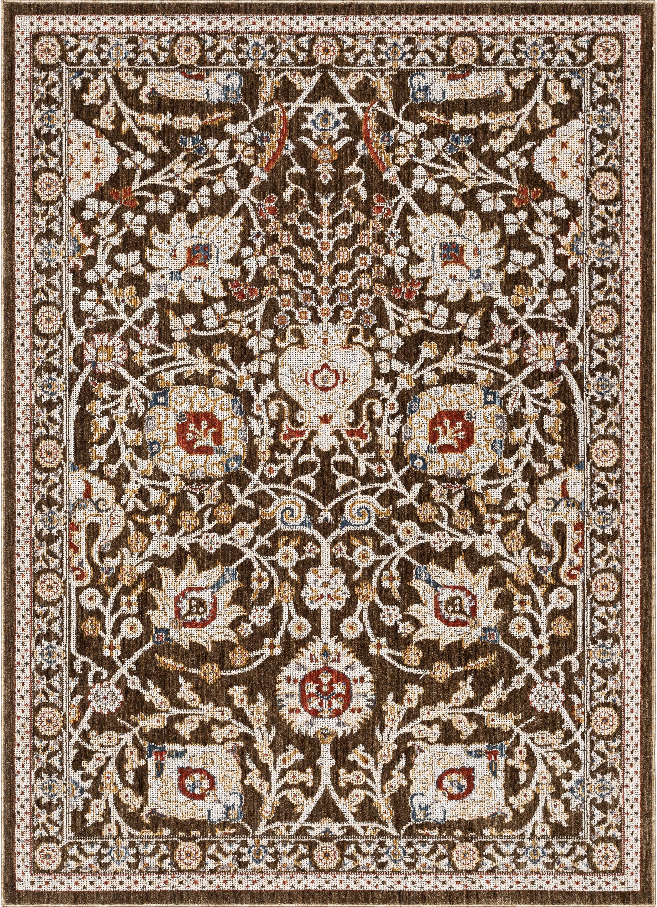 Creo Vintage Floral Oriental Persian Brown Textured Rug