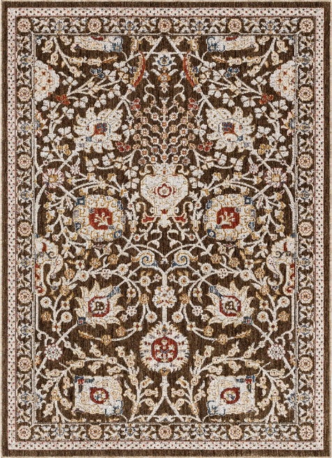 Creo Vintage Floral Oriental Persian Brown Textured Rug