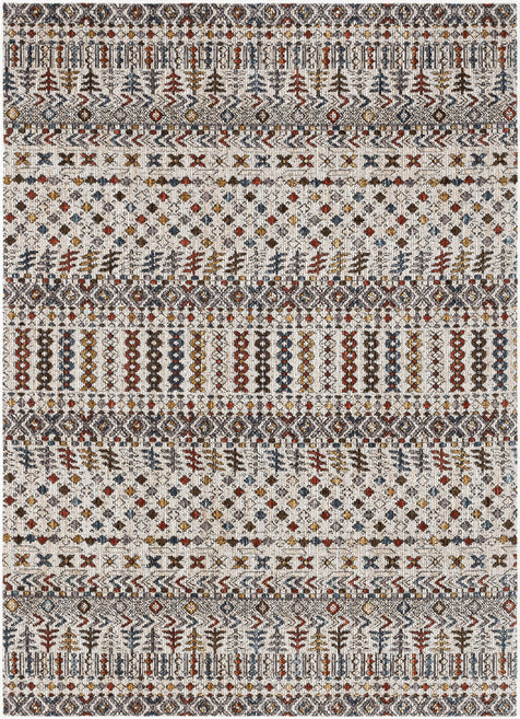 Mathias Vintage Tribal Stripes Grey Textured Rug
