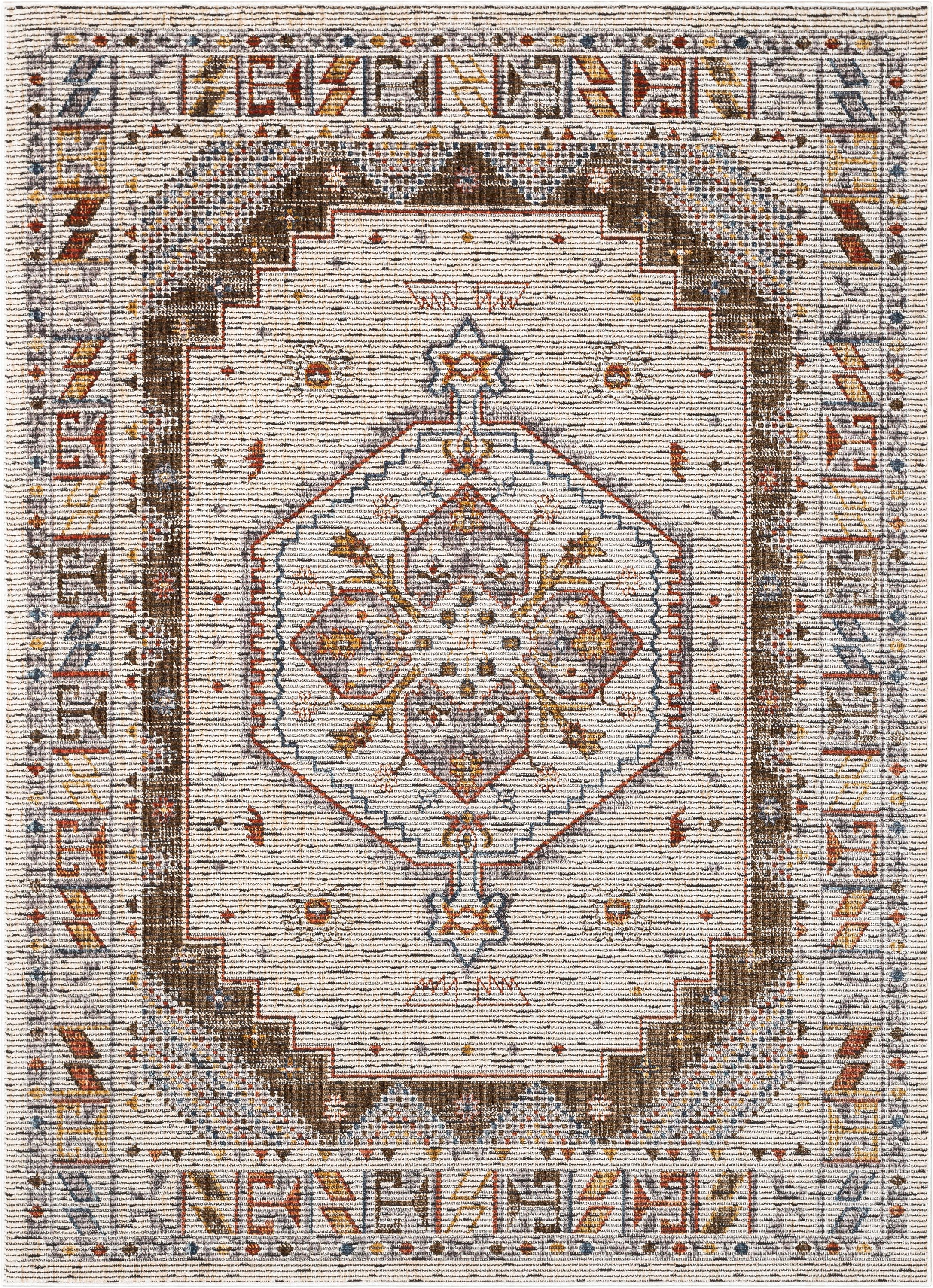 Namib Vintage Medallion Oriental Ivory Textured Rug