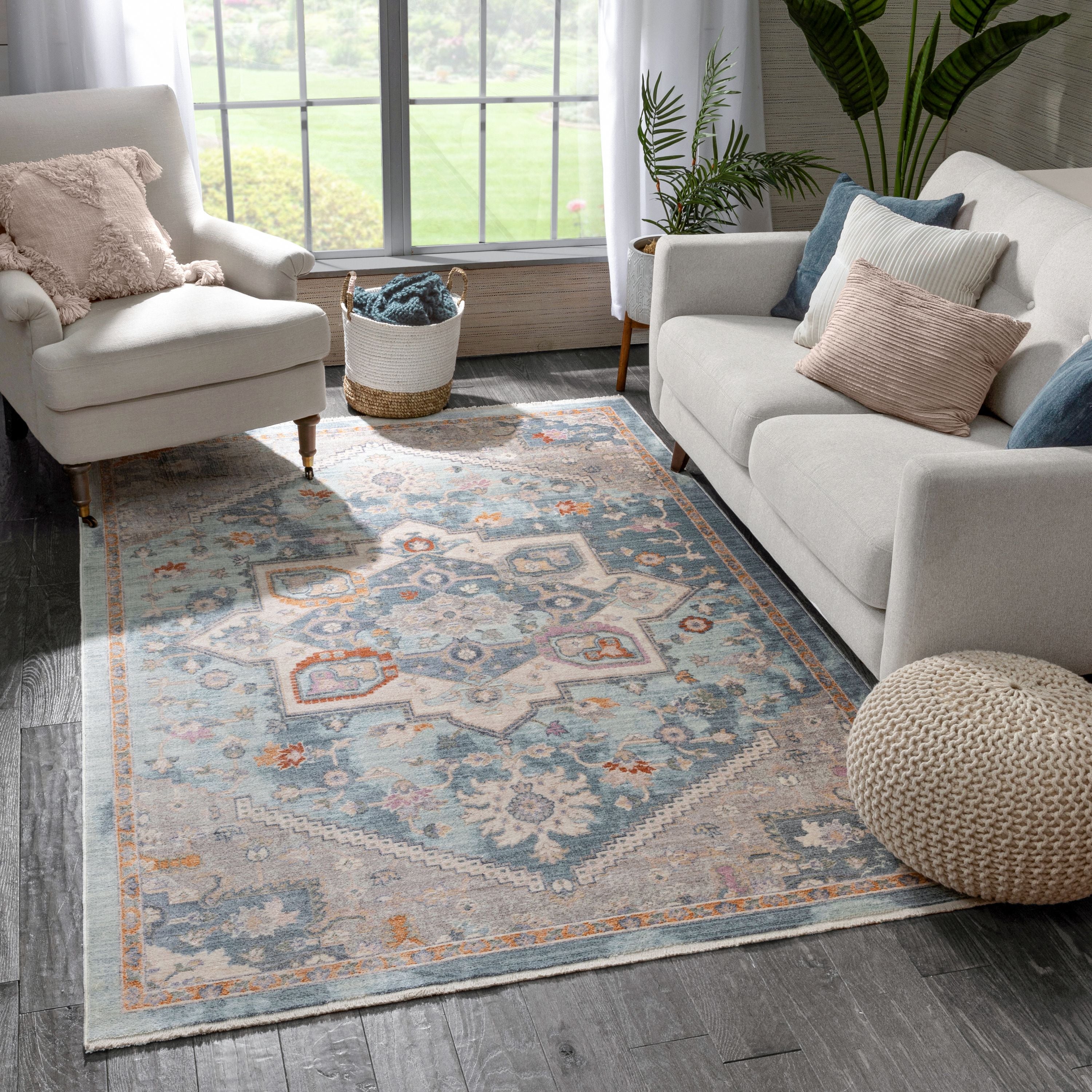 Grote Global Vintage Medallion Blue Rug By Chill Rugs