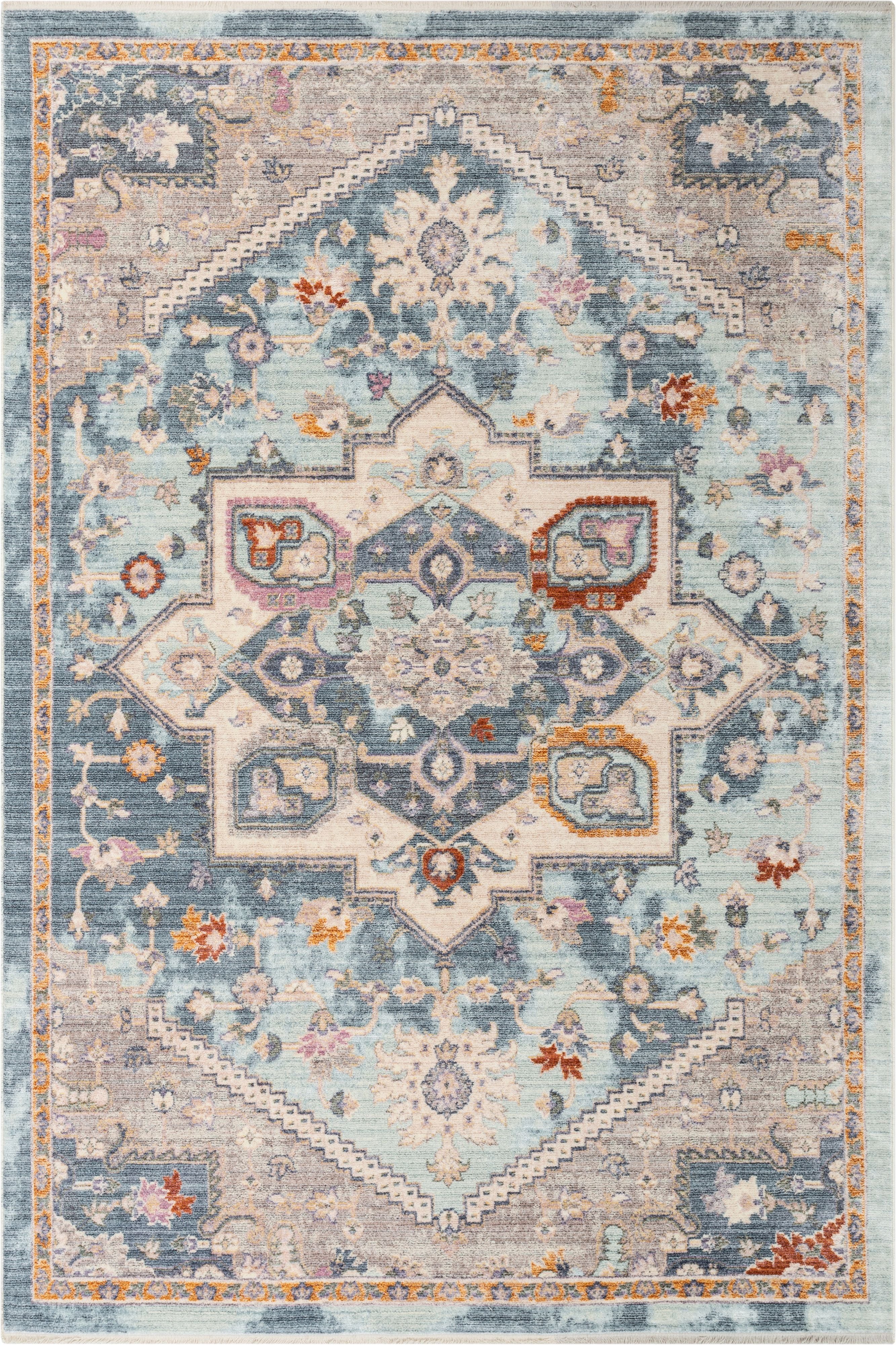 Grote Global Vintage Medallion Blue Rug By Chill Rugs