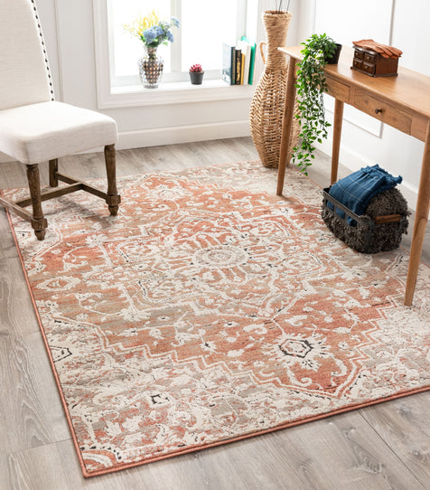 Caine Vintage Persian Oriental Brick Rug