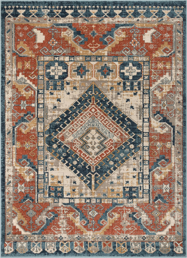Kata Vintage Medallion Blue Rust Rug
