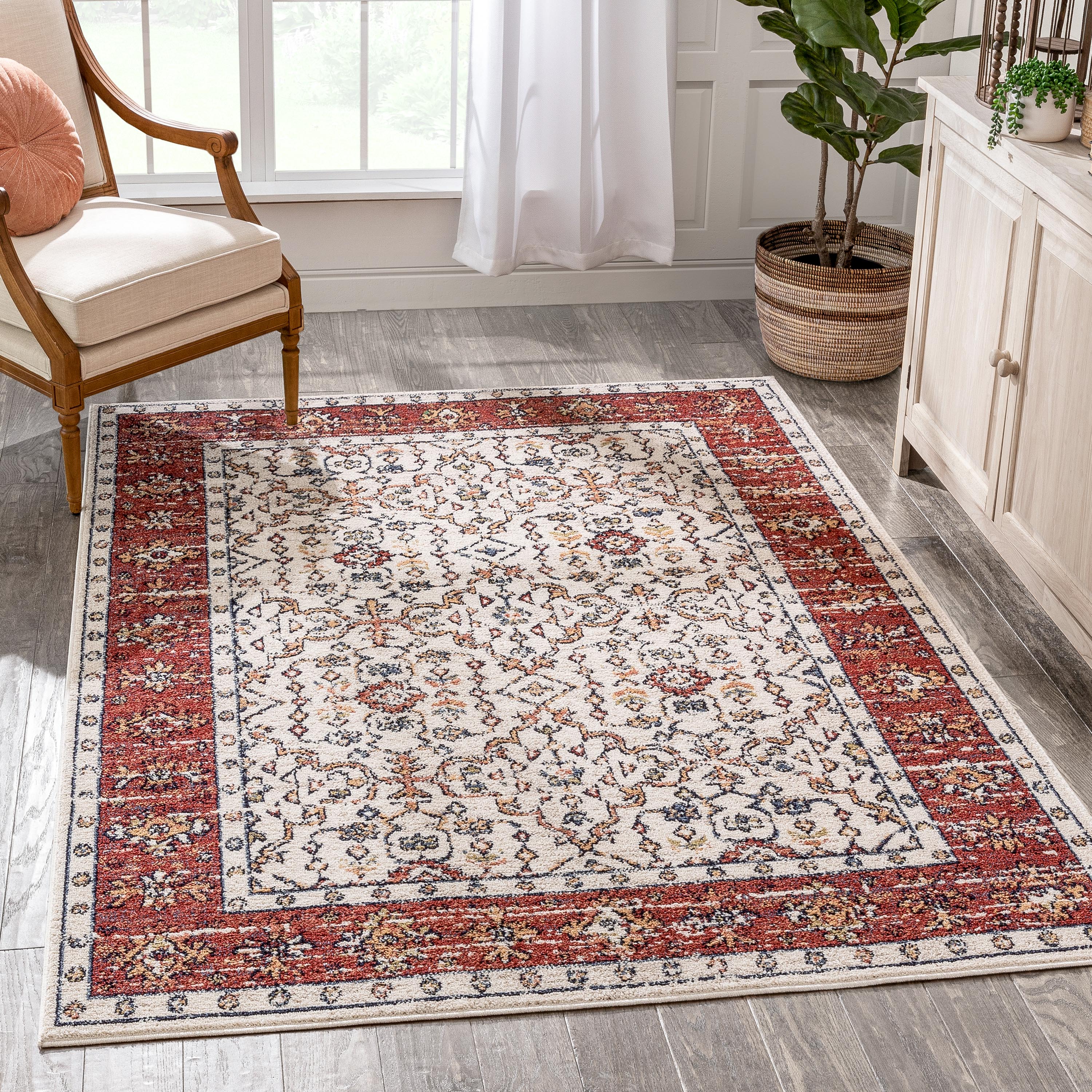 Savona Persian Floral Medallion Red Rug