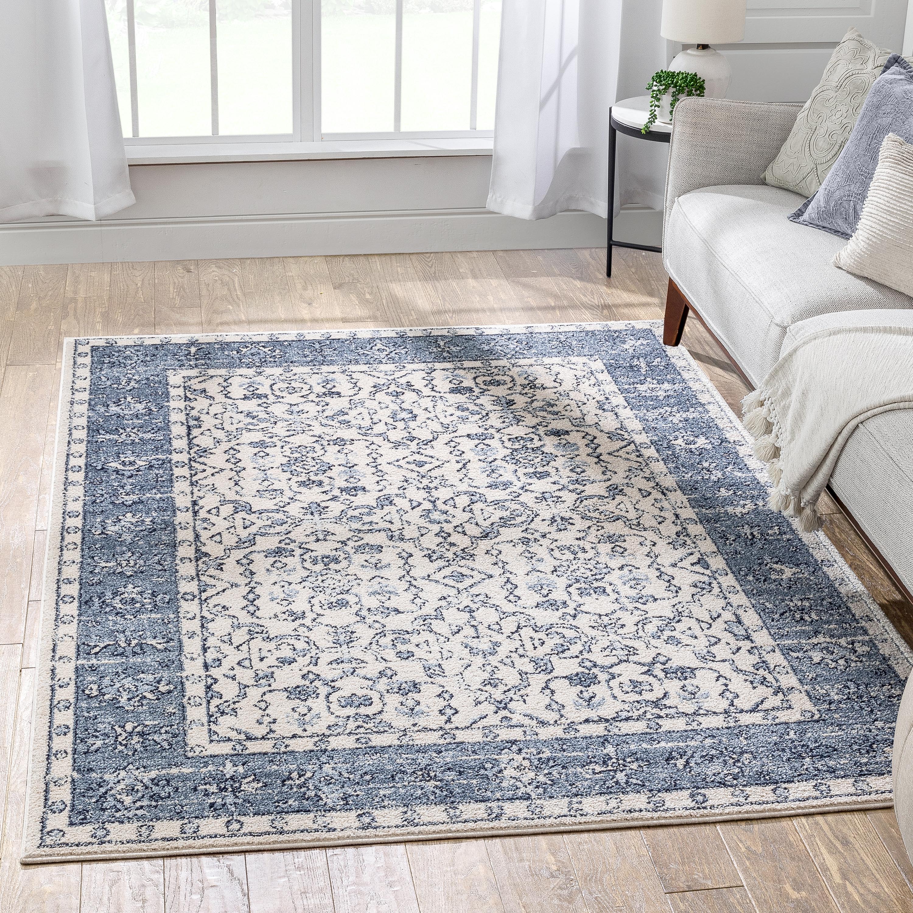 Savona Persian Floral Medallion Blue 5'3" x 7'3" Rug