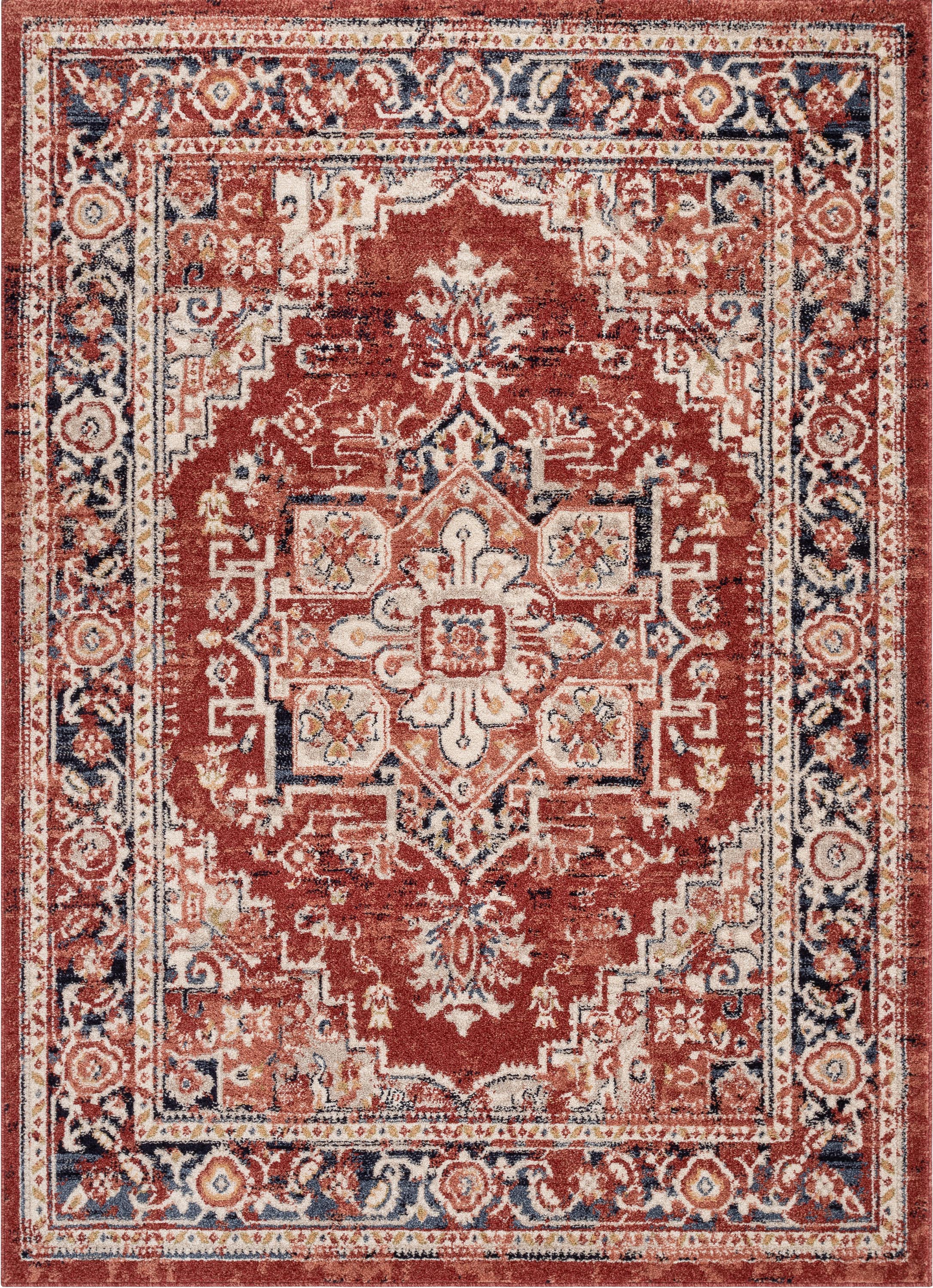 Novara Vintage Oriental Medallion Pattern Red 5'3" x 7'3" Rug