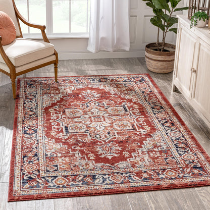 Novara Vintage Oriental Medallion Pattern Red 5'3" x 7'3" Rug