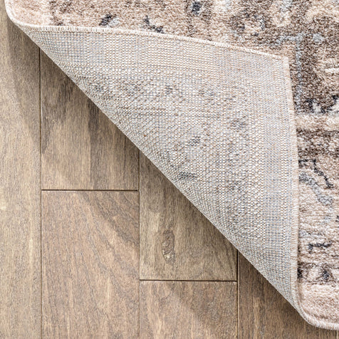 Novara Vintage Oriental Medallion Pattern Beige Rug