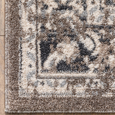 Novara Vintage Oriental Medallion Pattern Brown Rug