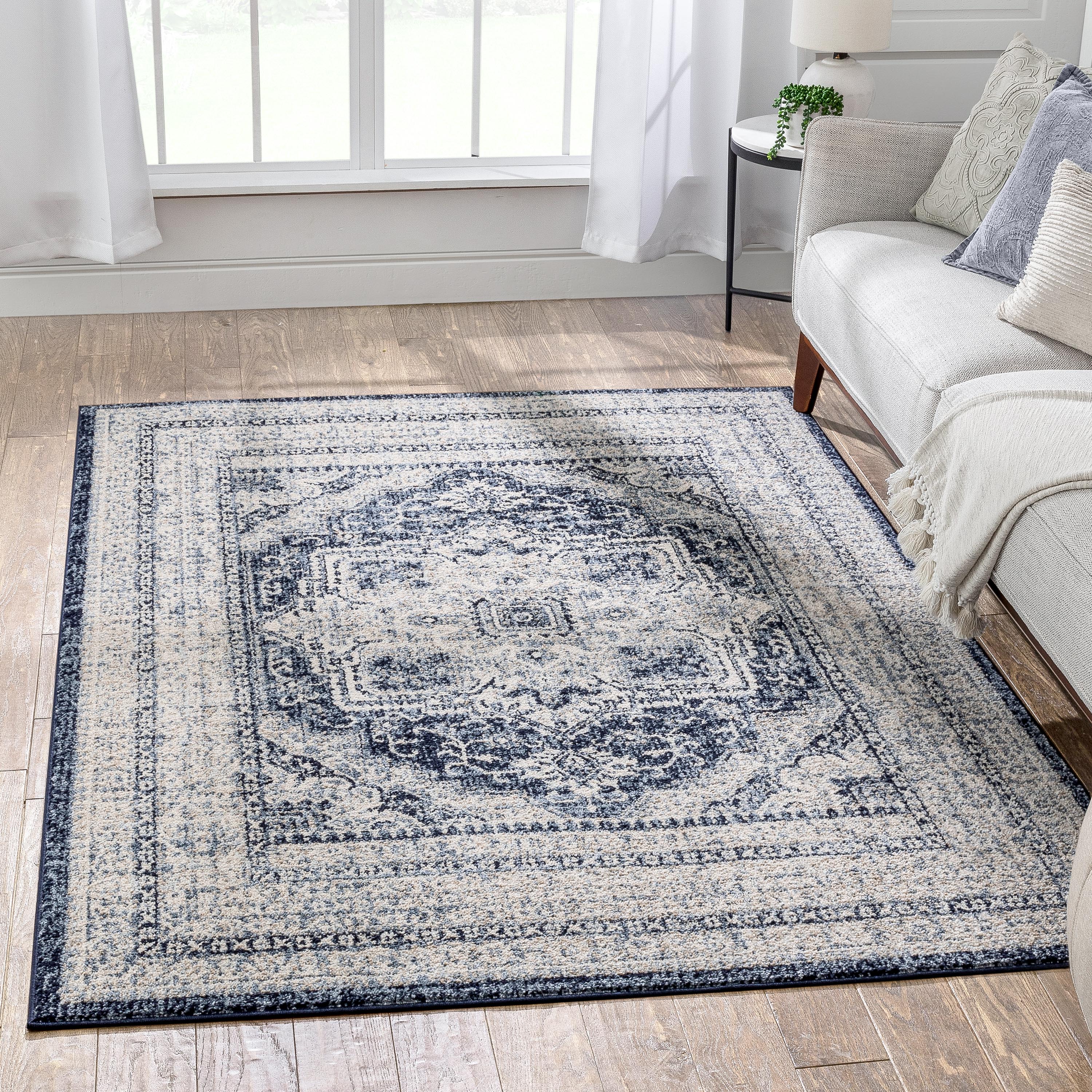 Pesaro Vintage Oriental Medallion Blue Rug