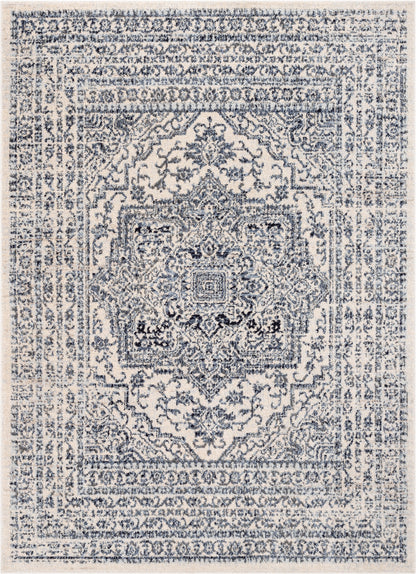 Pesaro Vintage Oriental Medallion Light Blue 5'3" x 7'3" Rug