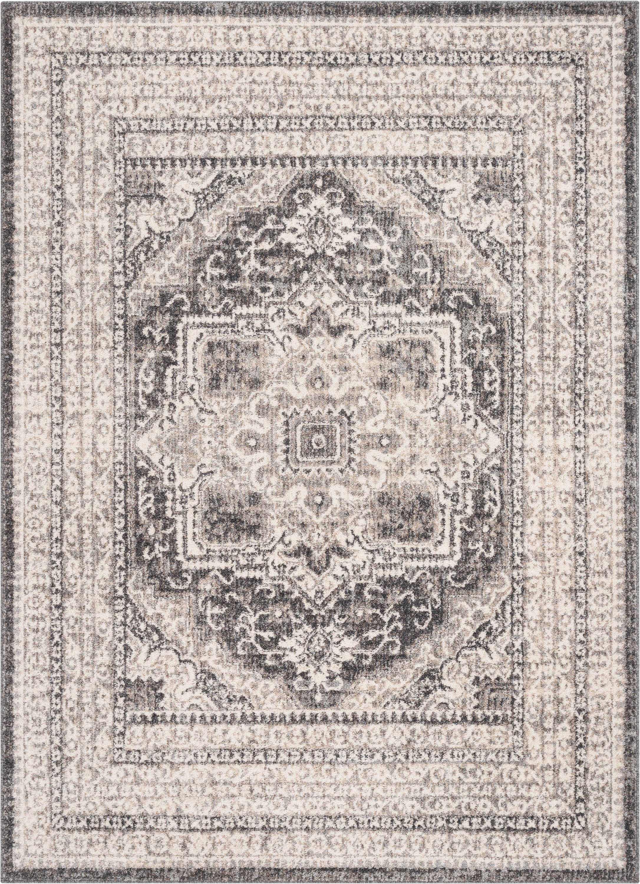 Pesaro Vintage Oriental Medallion Brown 5'3" x 7'3" Rug