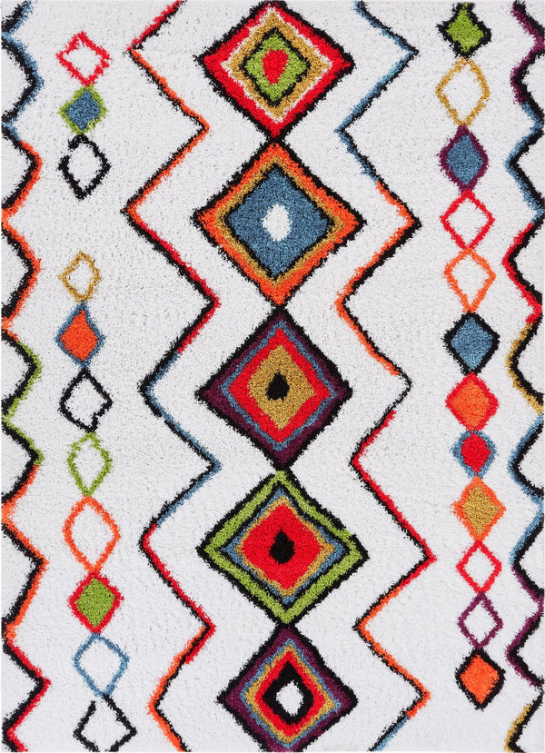 Casablanca Cream Moroccan Aztec Shag Rug 7'10" x 9'10"
