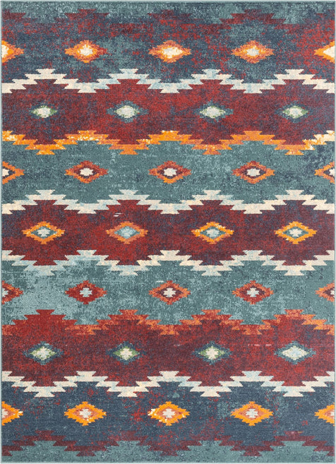 Ruidoso Blue Mid-Century Tribal Bohemian Rug
