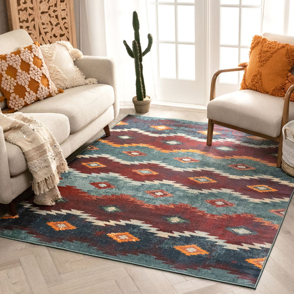 Ruidoso Blue Mid-Century Tribal Bohemian Rug