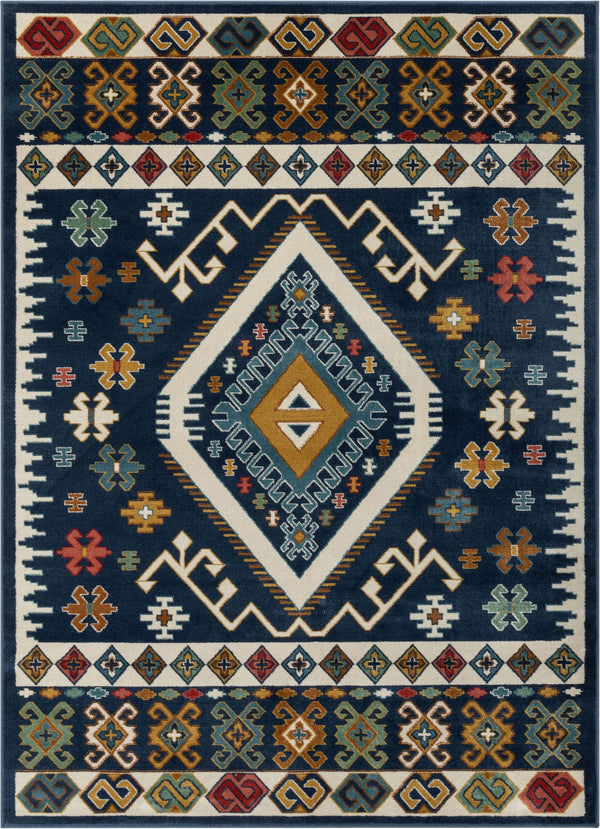 Ravia Southwestern Tribal Aztec Bohemian Blue Rug
