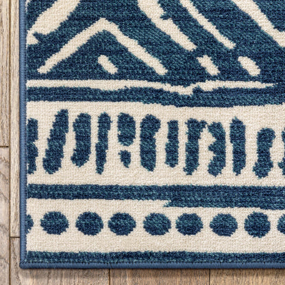 Dalton Moroccan Trellis Pattern Blue Distressed Rug