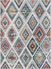 Meridian Southwestern Diamond Pattern Grey Blue Distressed Rug