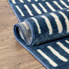Wilder Tribal Geometric Stripes Blue Distressed Rug
