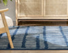 Wilder Tribal Geometric Stripes Blue Distressed Rug
