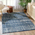 Wilder Tribal Geometric Stripes Blue Distressed Rug