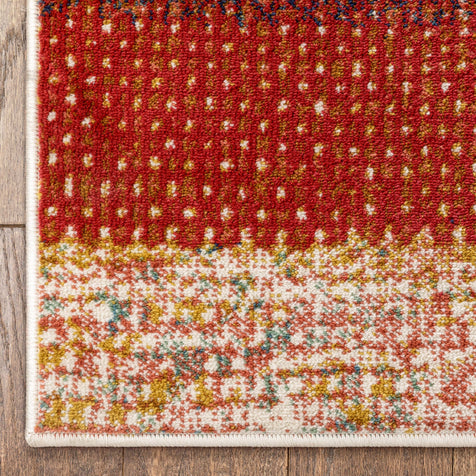 Teton Tribal Stripes Red Yellow Distressed Rug