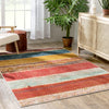 Teton Tribal Stripes Red Yellow Distressed Rug