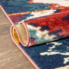 Basalt Moroccan Geometric Waves Blue Red Distressed Rug