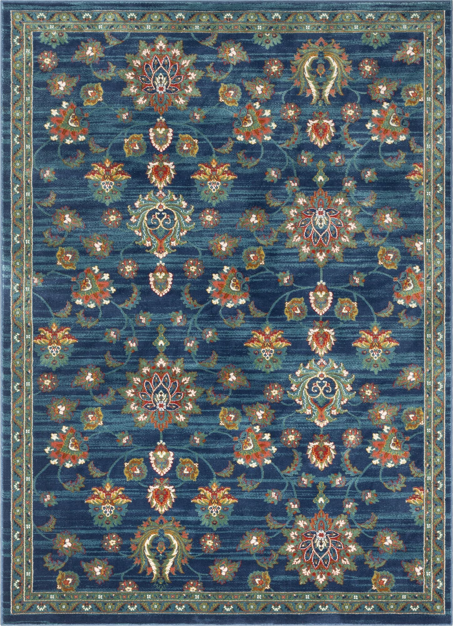 Arya Blue Traditional Oriental Distressed Rug