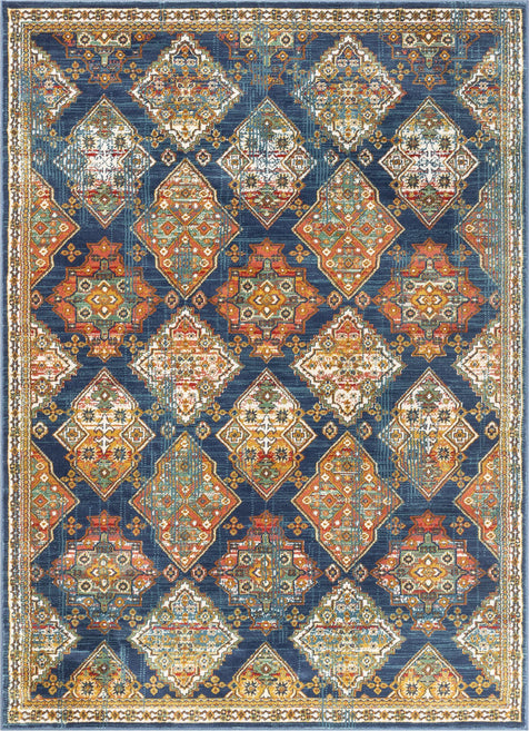 Chahna Blue Traditional Panel Rug 5'3" x 7'3"