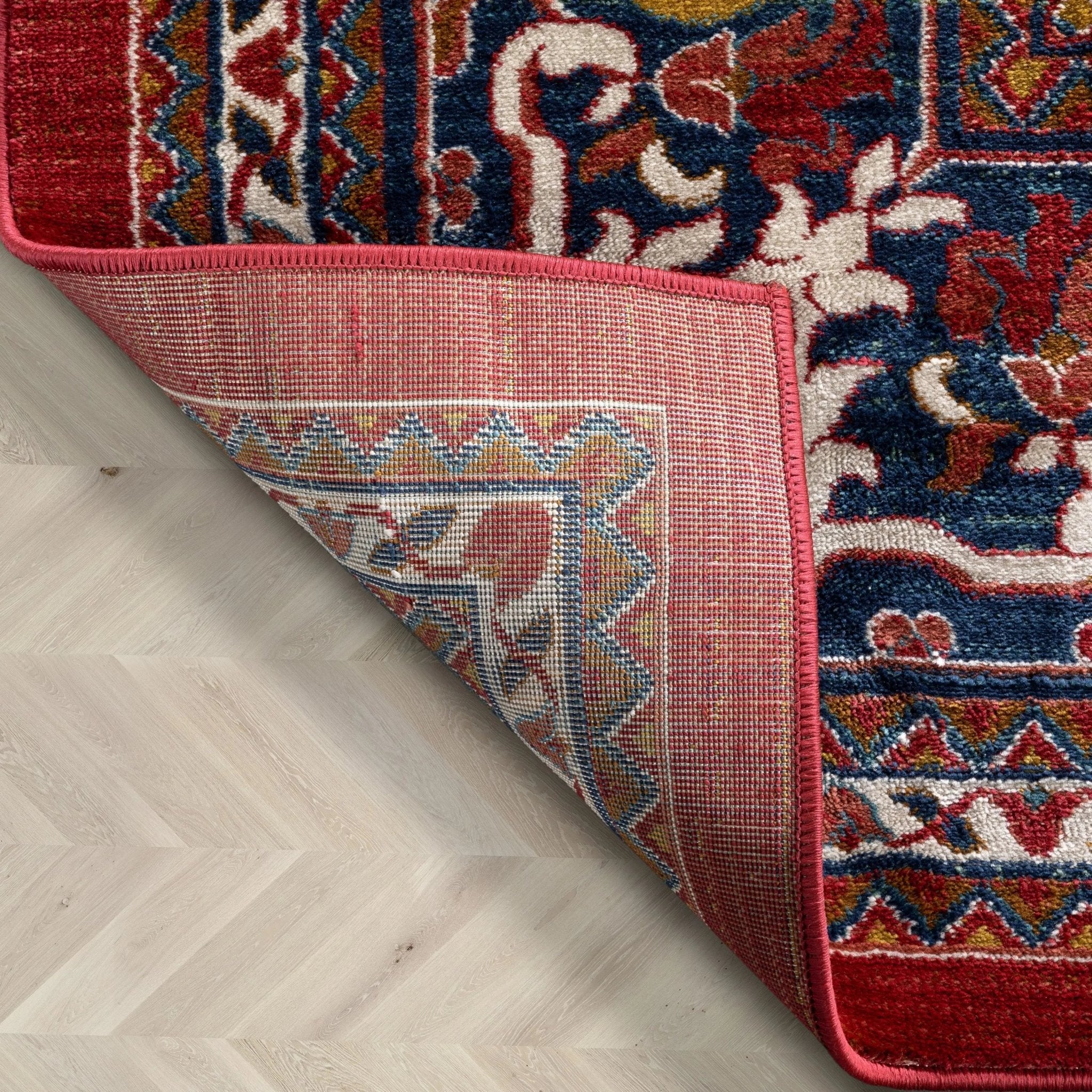 Jackie Crimson Traditional Medallion Tribal Rug Well Woven