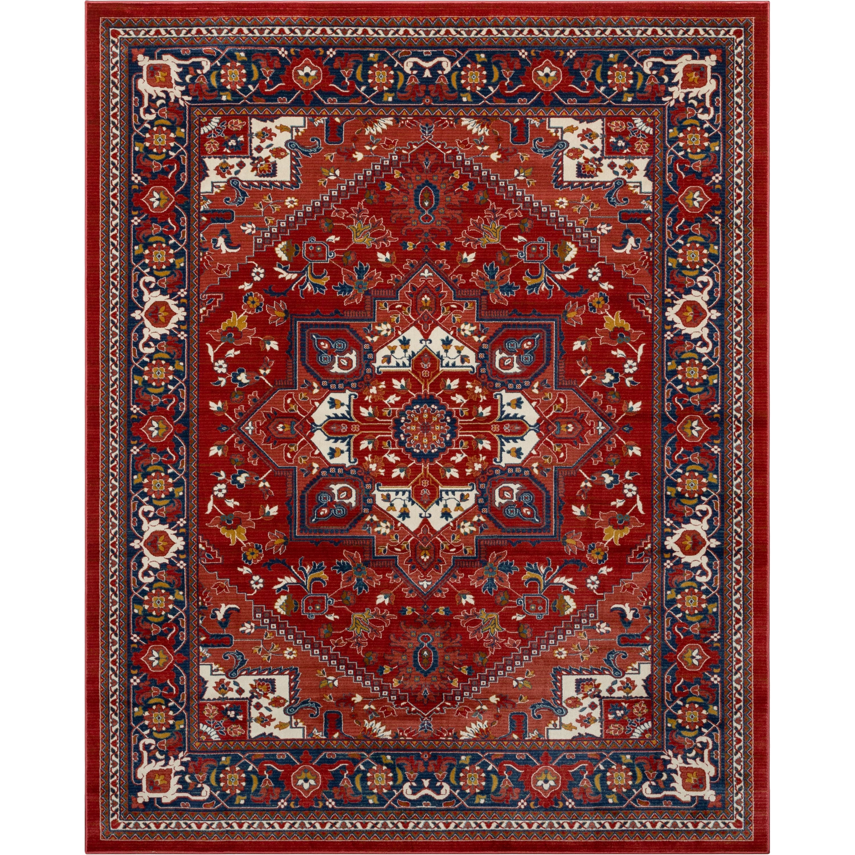 Jackie Crimson Traditional Medallion Tribal Rug