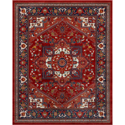 Jackie Crimson Traditional Medallion Tribal Rug