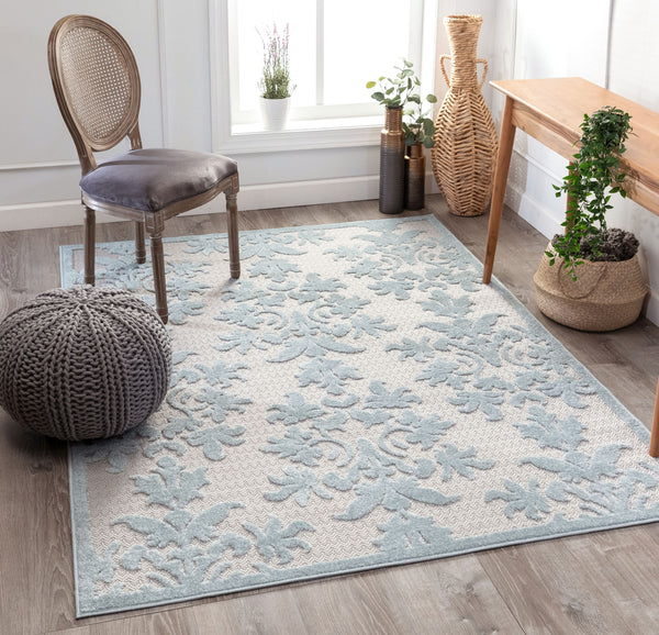 Lea Blue Victorian Floral Rug 7'10" x 10'6"