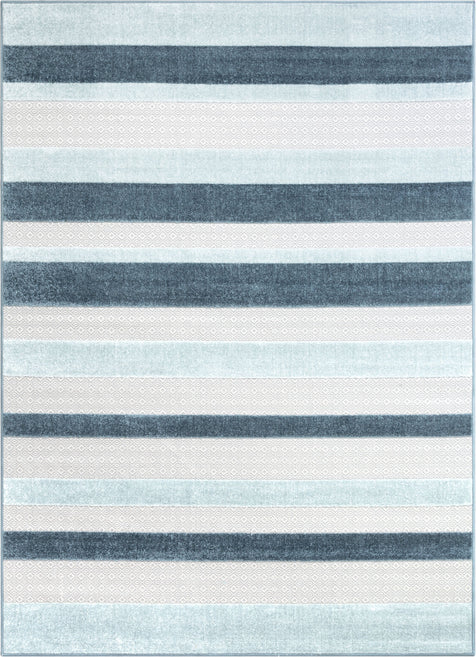Vesna Blue Contemporary Stripe Rug 7'10" x 10'6"
